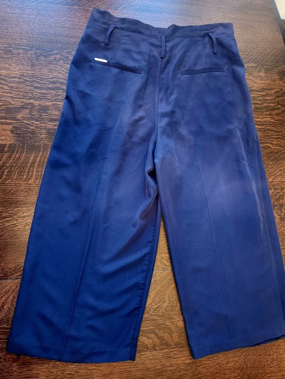 Michael Kors Ladies Navy Pleated Cropped Dress Capris Pants Sz Large EUC $27